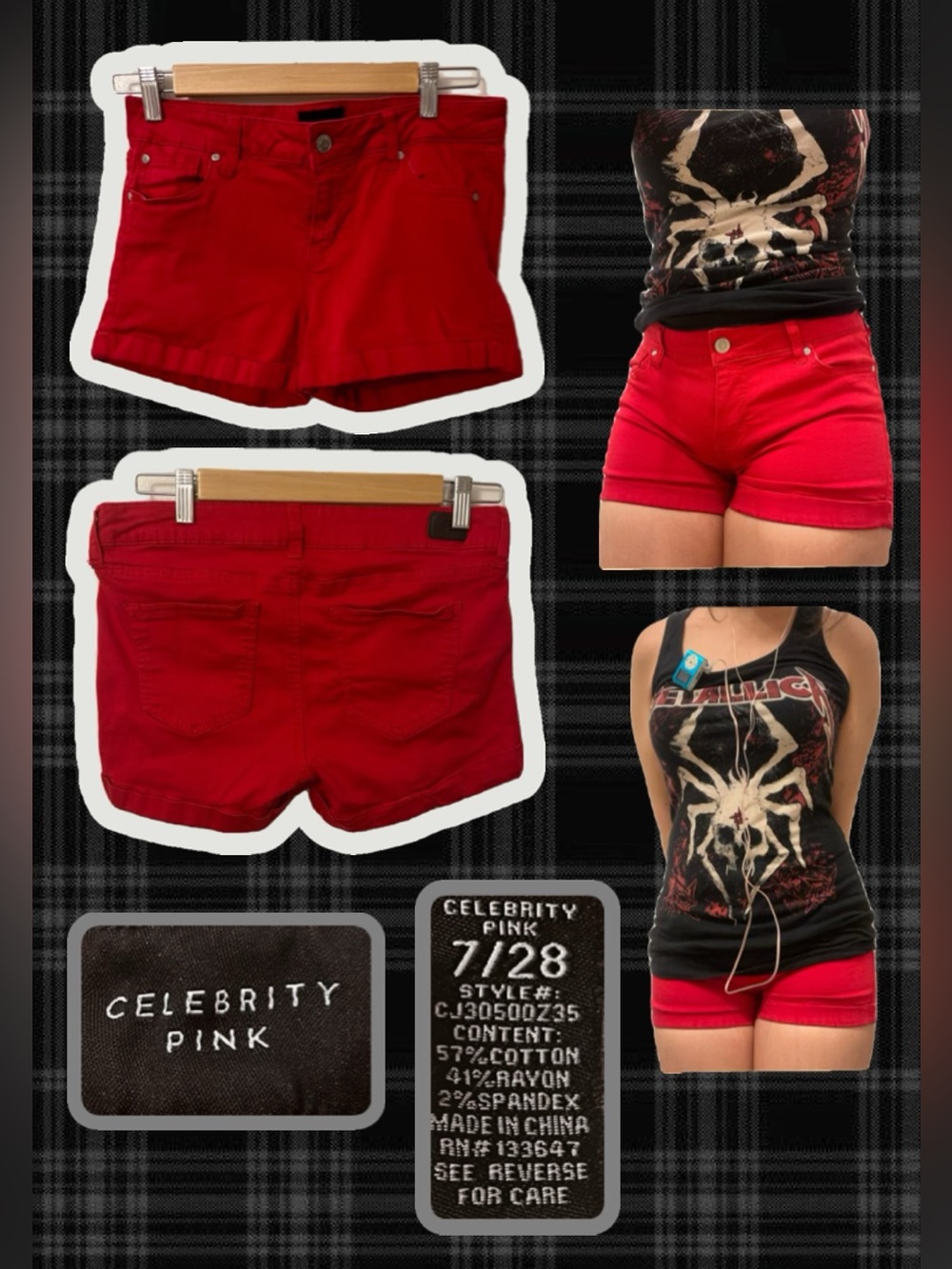 Celebrity Pink lowrise red mini shorts